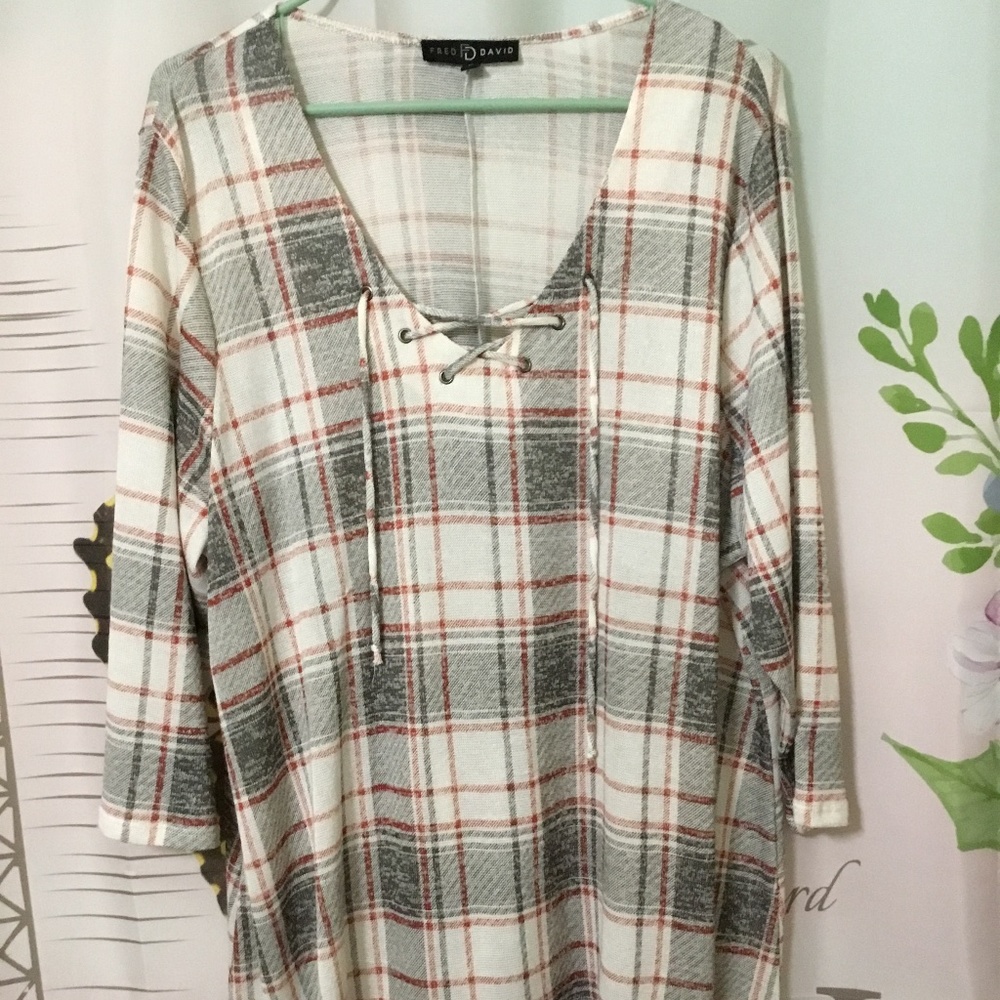 Women's Fred & David Grey and Red Tunic